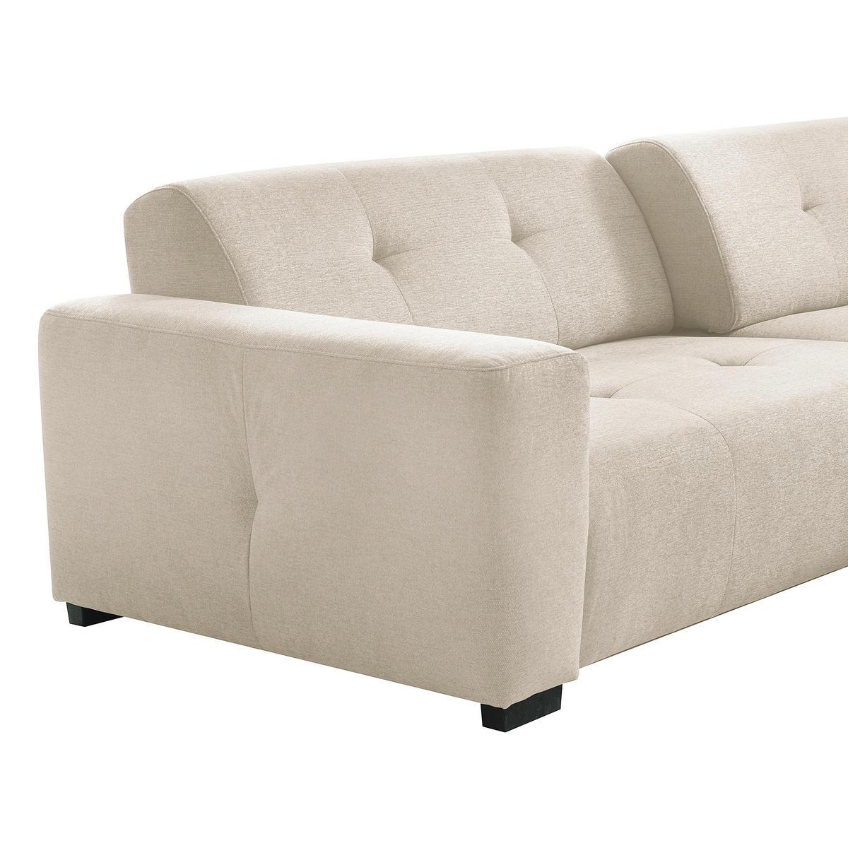 ECKSOFA AUSTIN Beige Flachgewebe Sitztiefenverstellung  - Beige/Schwarz, Design, Kunststoff/Textil (286/169cm) - Livetastic