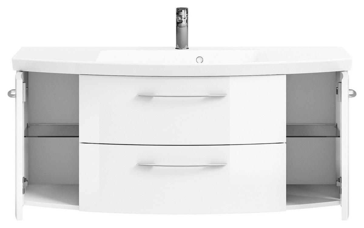 WASCHTISCHKOMBI 121 cm  - Chromfarben/Weiß Hochglanz, KONVENTIONELL, Glas/Holzwerkstoff (121cm) - Pelipal