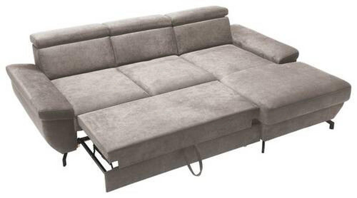 ECKSOFA in Velours Silberfarben  - Silberfarben, Modern, Textil/Metall (262/182cm) - Trendmanufaktur