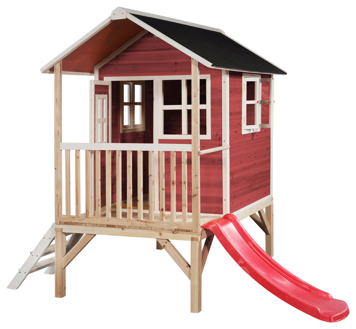 SPIELHAUS EXIT LOFT 300 ROT  - Rot, KONVENTIONELL, Holz (369/190/215cm) - EXIT Toys