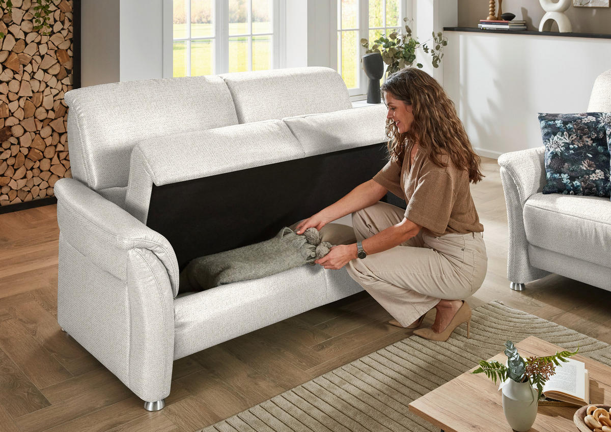 2,5-SITZER Flachgewebe Ecru  - Ecru/Alufarben, Konventionell, Textil/Metall (172/96/93cm) - Beldomo Premium