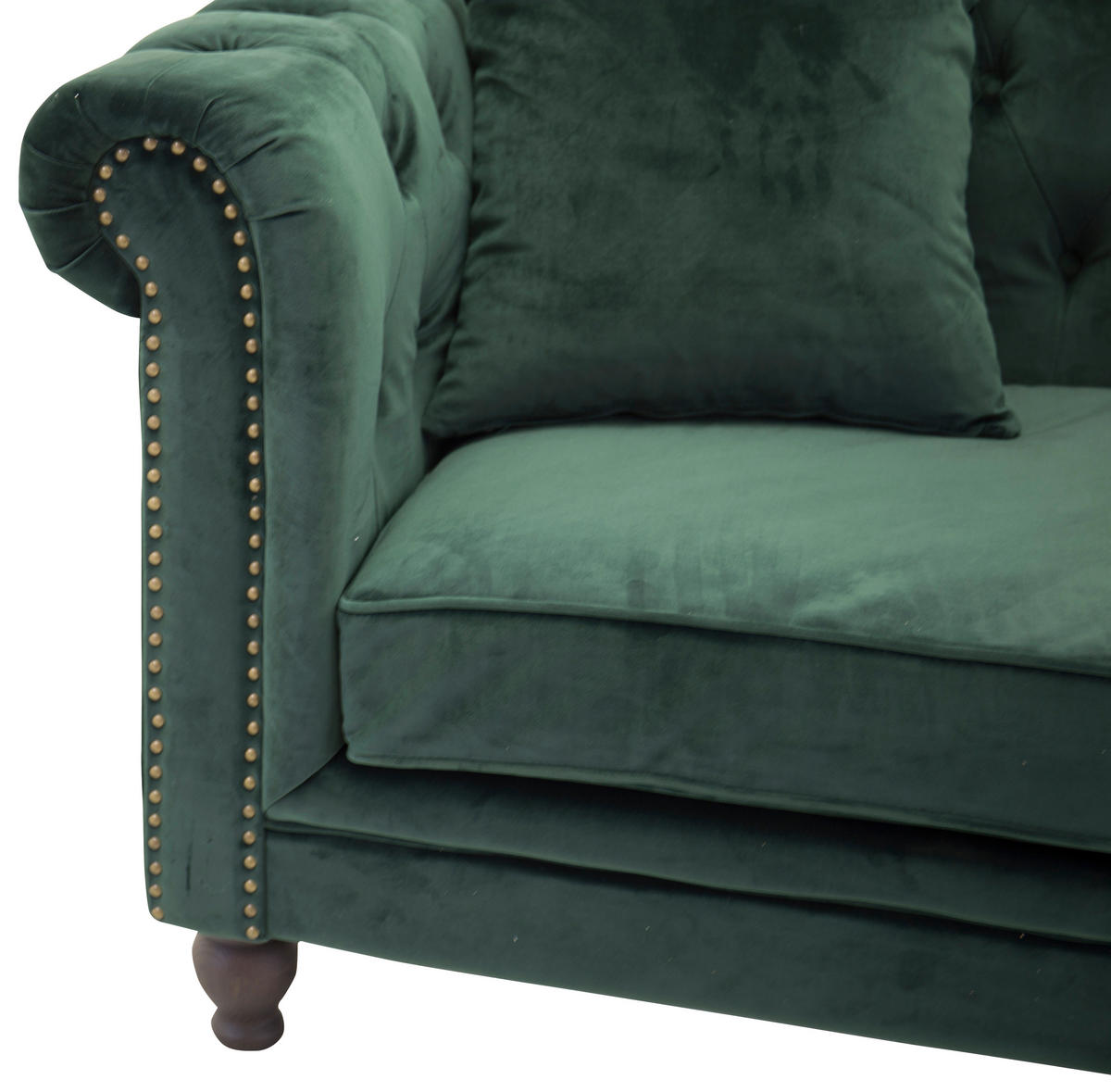 CHESTERFIELD-SOFA  - Braun/Grün, Design, Holz/Textil (217/80/88cm) - Livetastic