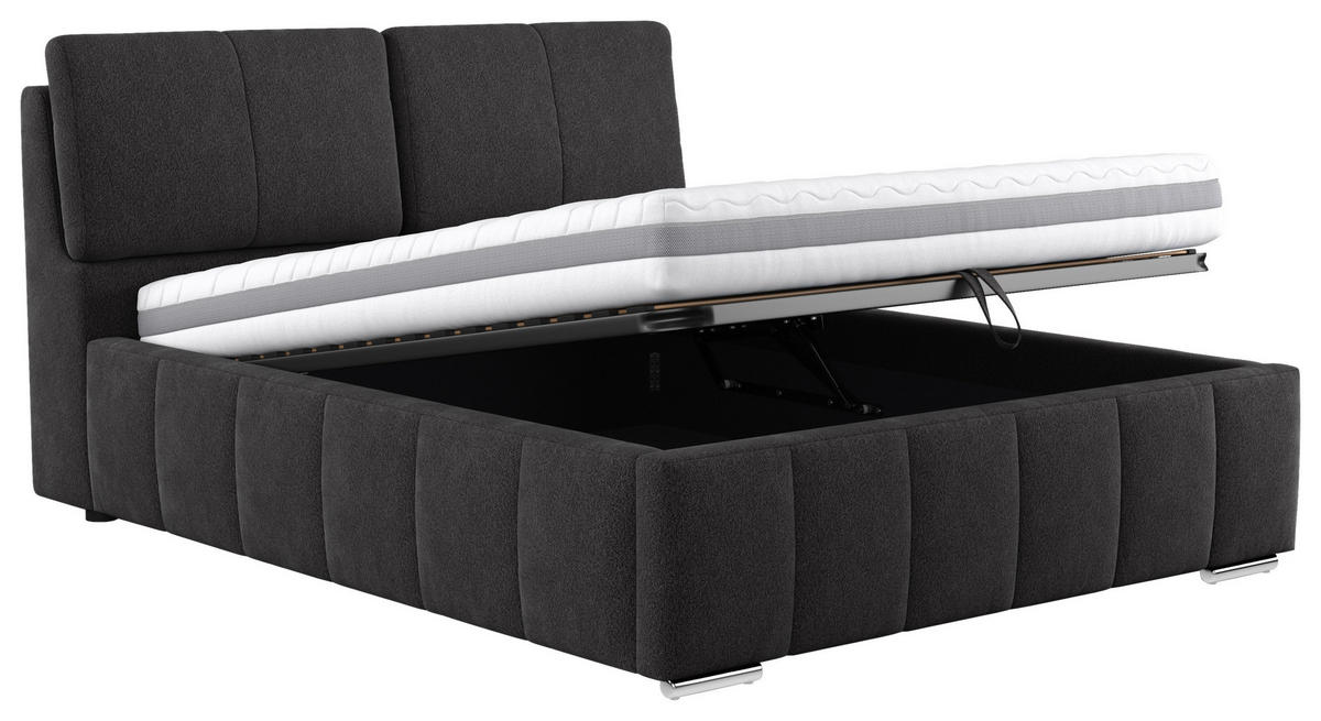 KÁRPITOZOTT ÁGY 180/200 cm  fekete  - ezüst/fekete, Basics, faalapú anyag/textil (180/200cm) - Carryhome