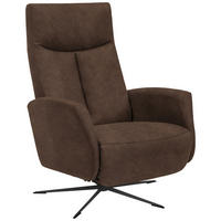 RELAXSESSEL Mikrofaser Relaxfunktion, Fußteilverstellung    - Schwarz/Braun, Design, Textil/Metall (73/105/82cm) - Welnova