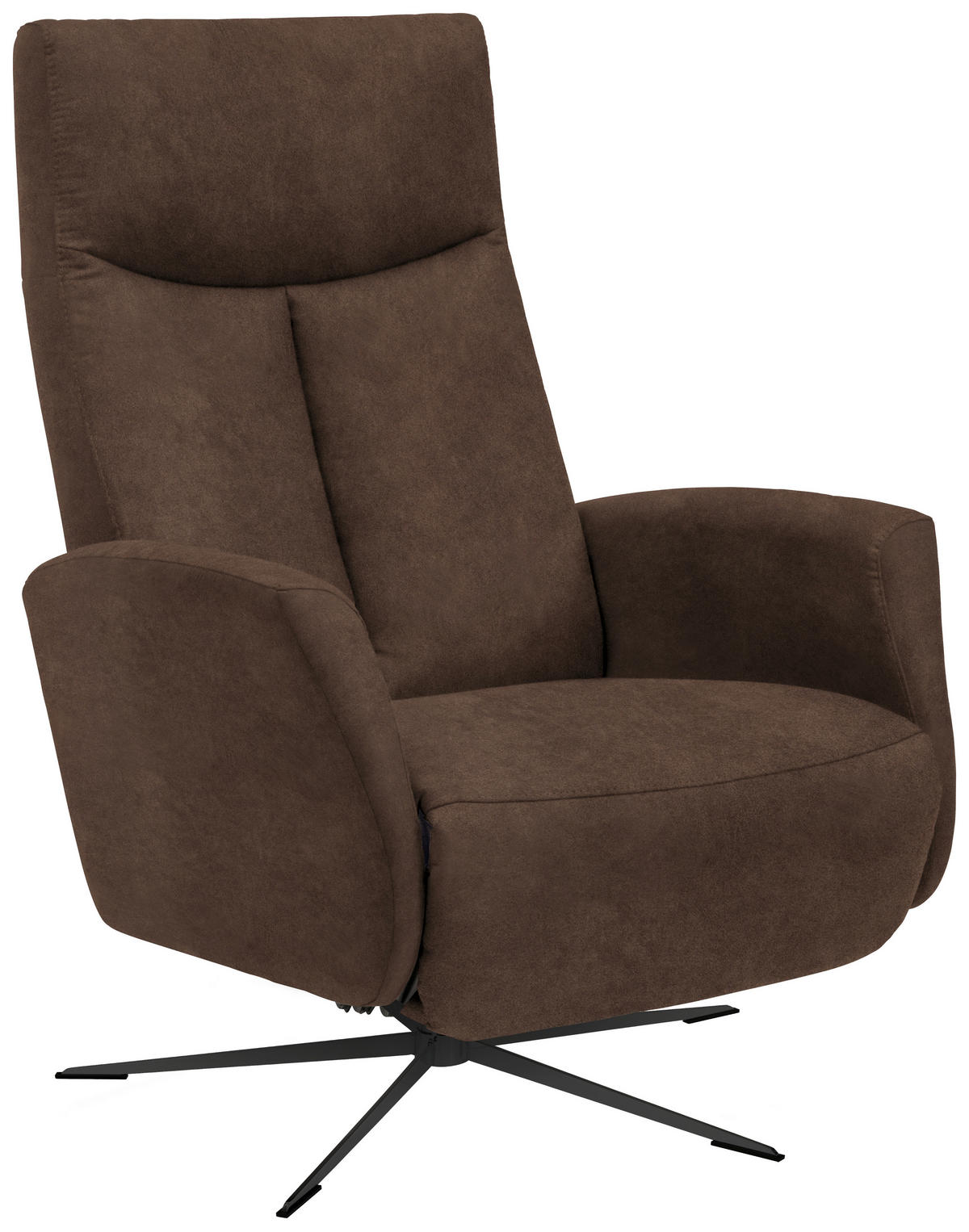 RELAXSESSEL Mikrofaser Relaxfunktion, Fußteilverstellung    - Schwarz/Braun, Design, Textil/Metall (73/105/82cm) - Welnova