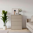 KOMMODE , 75/99/35 cm, 4 Schublade(n)  - Taupe/Silberfarben, Trend, Holzwerkstoff/Kunststoff (75/99/35cm) - Carryhome