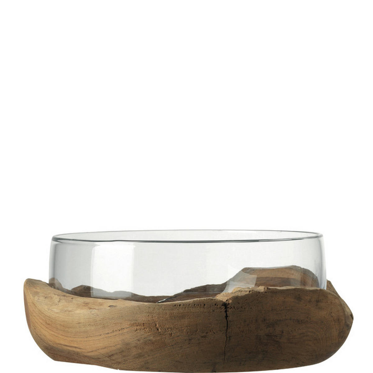 DEKOSCHALE - Klar/Braun, Basics, Glas/Holz (28/11cm) - Leonardo