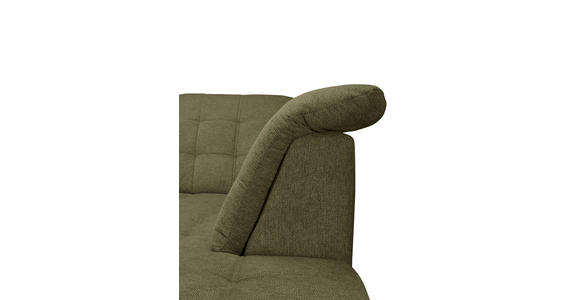 ECKSOFA Olivgrün Chenille Bettkasten, Schlaffunktion, Rücken echt, Kopfteilverstellung, Liegefläche im Originalstoff  - Chromfarben/Olivgrün, KONVENTIONELL, Kunststoff/Textil (260/205cm) - Carryhome