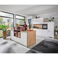 KÜCHENLEERBLOCK 300 cm   in Rot, Weiß, Eichefarben  - Eichefarben/Rot, KONVENTIONELL, Holzwerkstoff/Metall (300cm) - Welnova