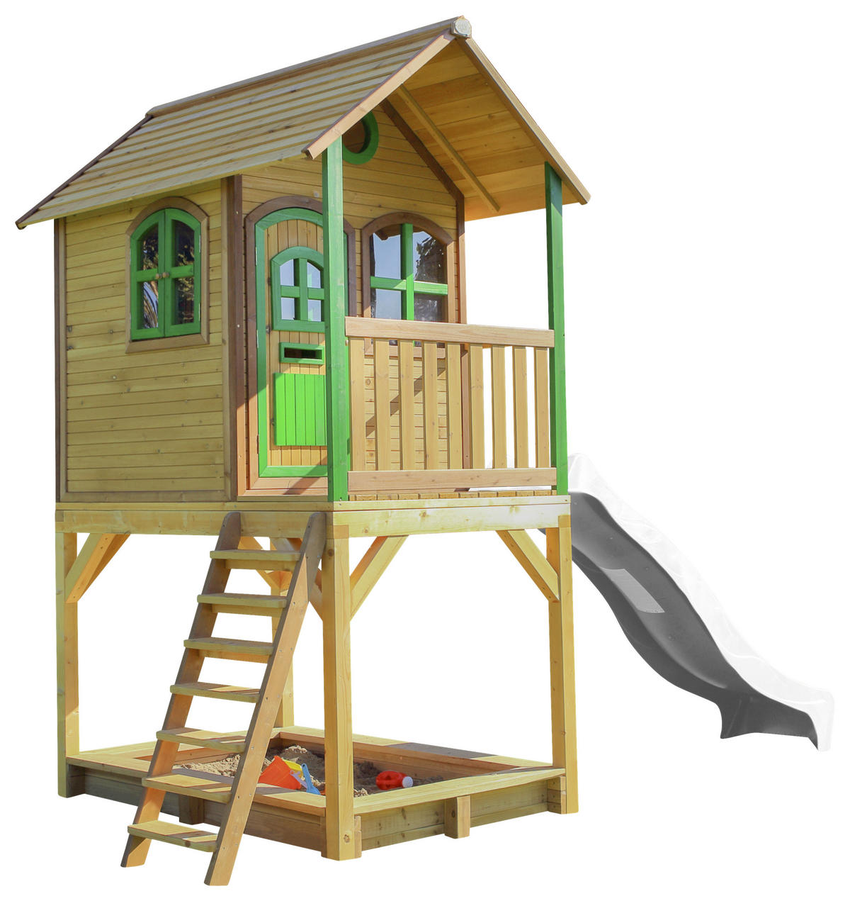 SPIELTURM 370/291/191 cm SPIELTURM SARAH  - Braun/Weiß, KONVENTIONELL, Holz (370/291/191cm) - Ambia Garden