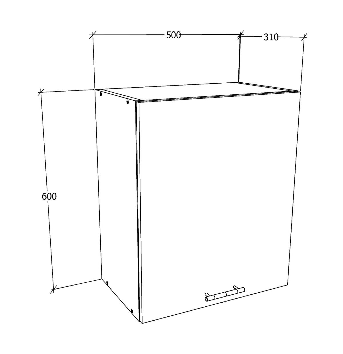 KÜCHENOBERSCHRANK 50/60/31 cm  in Weiss, Sonoma Eiche  - Weiss/Alufarben, Konventionell, Holzwerkstoff/Metall (50/60/31cm) - MID.YOU