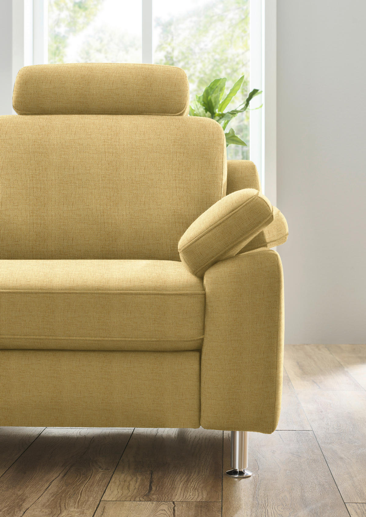 ECKSOFA in Webstoff Gelb  - Gelb/Alufarben, Konventionell, Textil/Metall (200/241cm) - Beldomo System