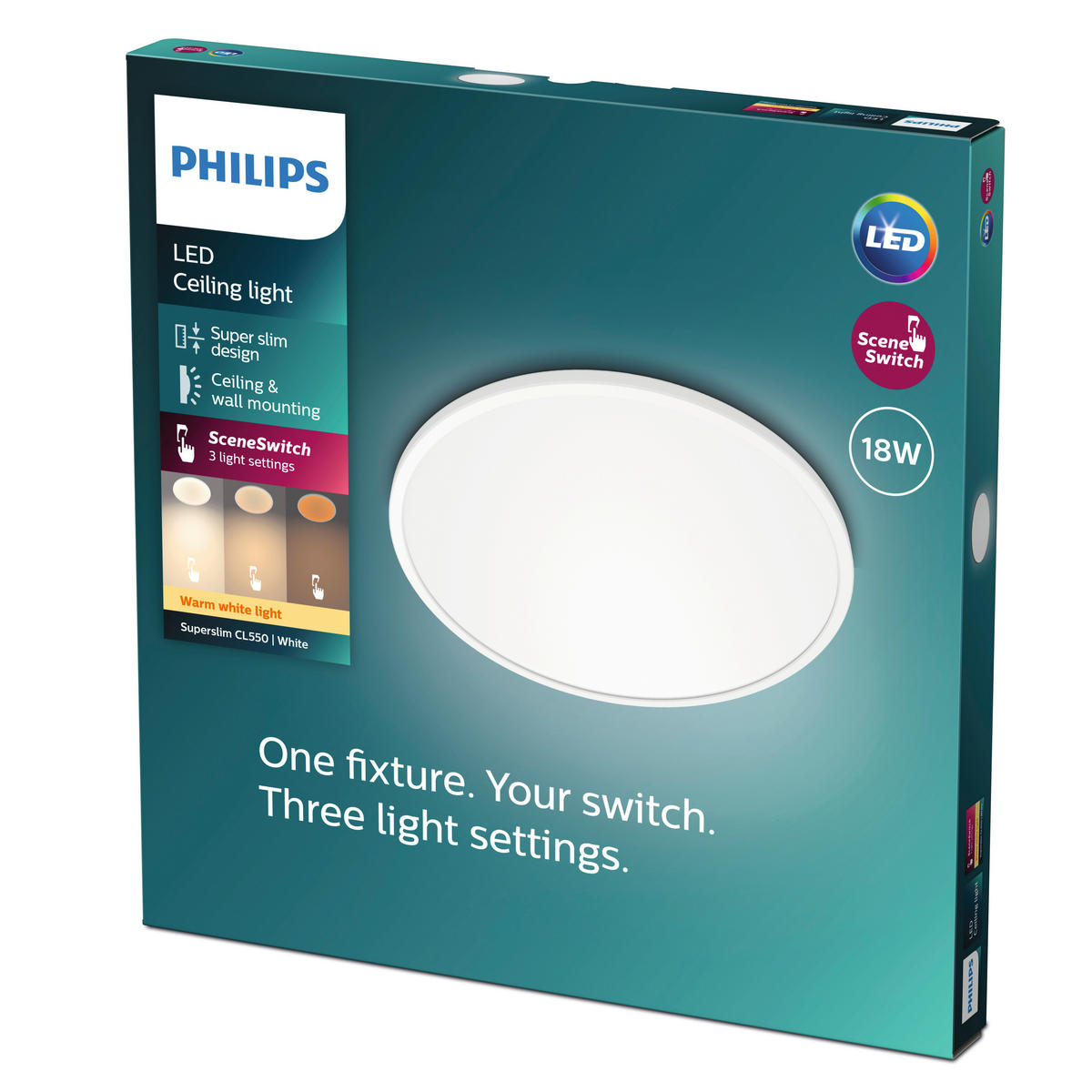 LED-DECKENLEUCHTE Superslim 30/2,3/30 cm   - Weiß, KONVENTIONELL, Kunststoff (30/2,3/30cm) - Philips