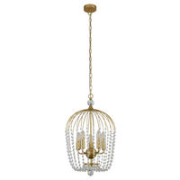 KRISTALL-HÄNGELEUCHTE 36/150 cm   - Goldfarben, Design, Glas/Metall (36/150cm) - Searchlight