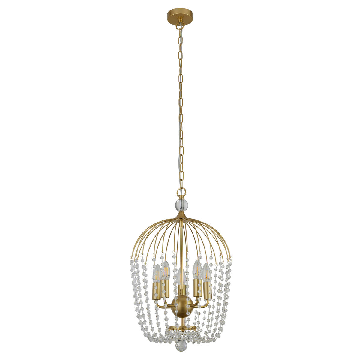 KRISTALL-HÄNGELEUCHTE 36/150 cm   - Goldfarben, Design, Glas/Metall (36/150cm) - Searchlight