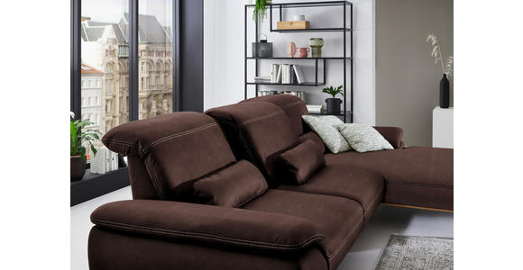 ECKSOFA in Mikrofaser Braun  - Beige/Schwarz, Natur, Holz/Textil (322/201cm) - Voleo