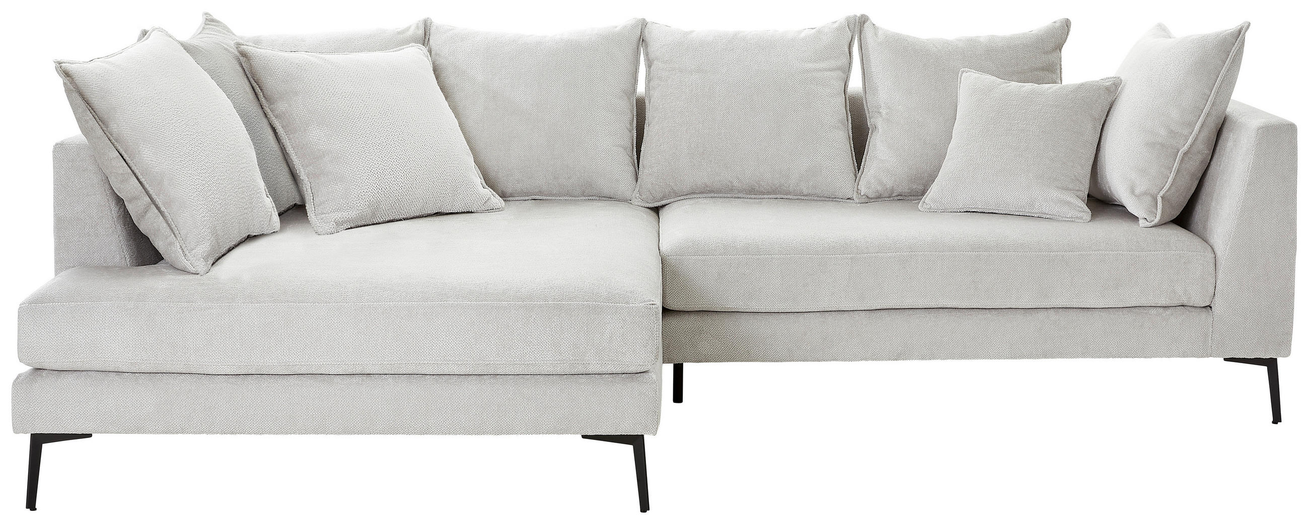 ECKSOFA Beige Chenille  - Beige/Schwarz, Design, Textil/Metall (170/289cm) - Stylife