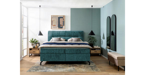 BOXSPRINGBETT 160/200 cm in Petrol - Petrol/Schwarz, Design, Textil/Metall (160/200cm) - Esposa