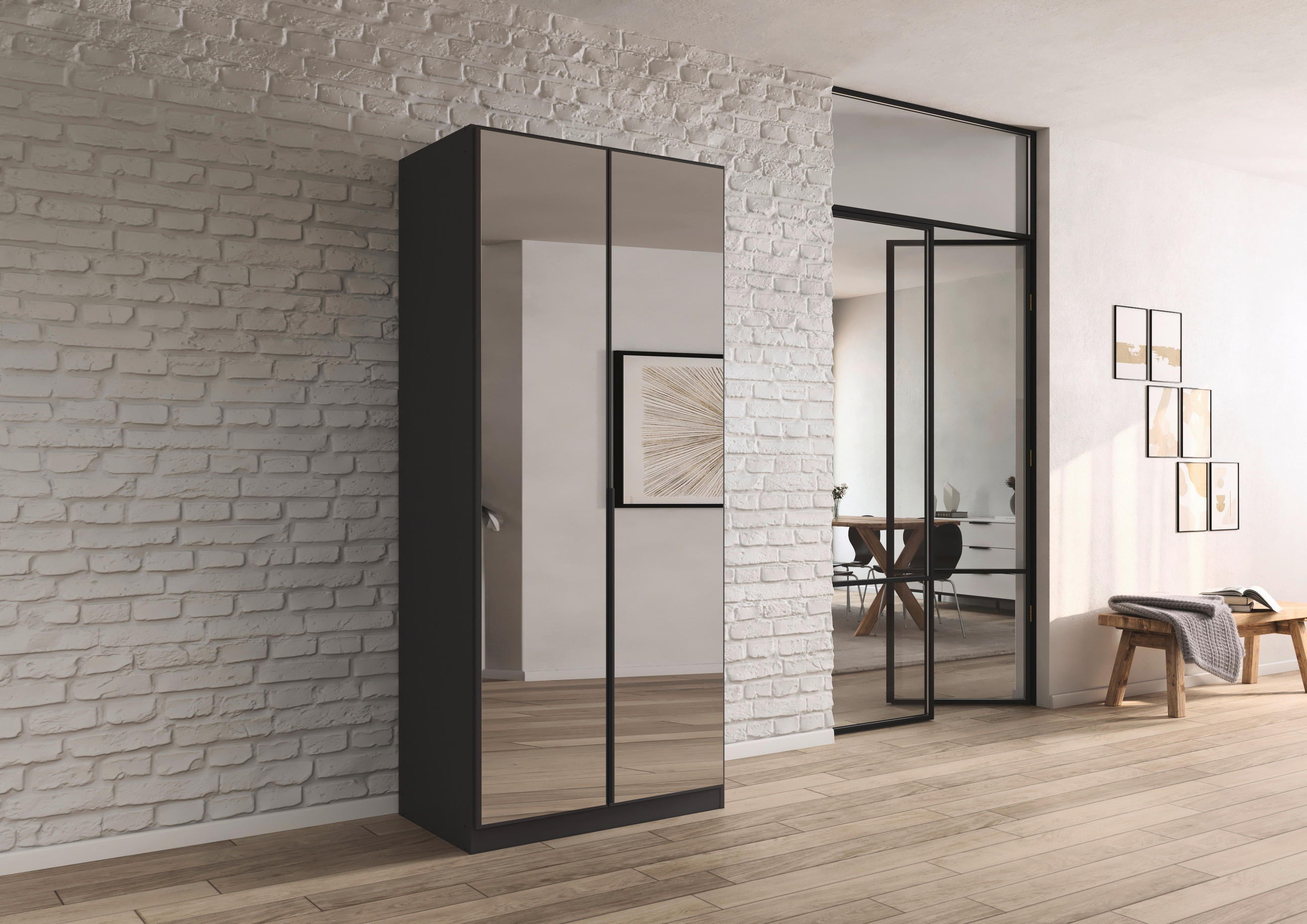 DREHTÜRENSCHRANK  in Grau  - Grau, MODERN, Holzwerkstoff/Metall (91/229/54cm) - Rauch Möbel