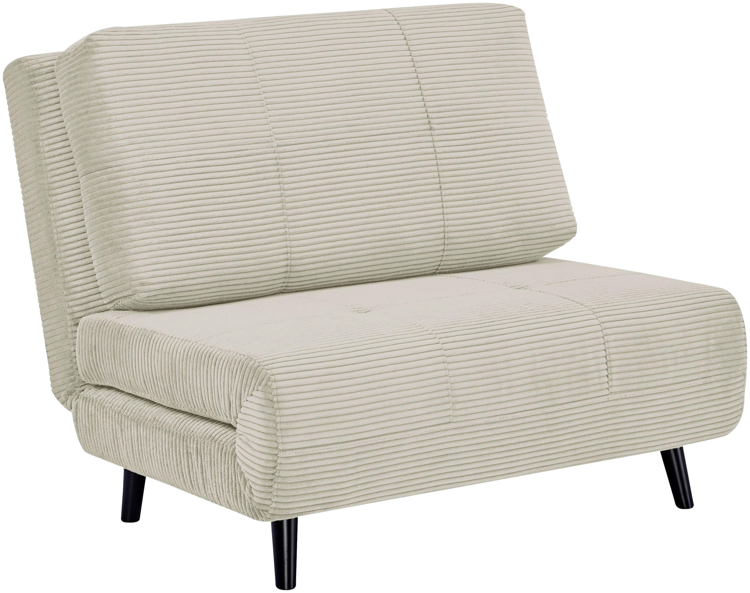 SCHLAFSESSEL Cord Beige Liegefunktion  - Beige/Schwarz, Design, Holz/Textil (100/82/91cm) - Ti'me