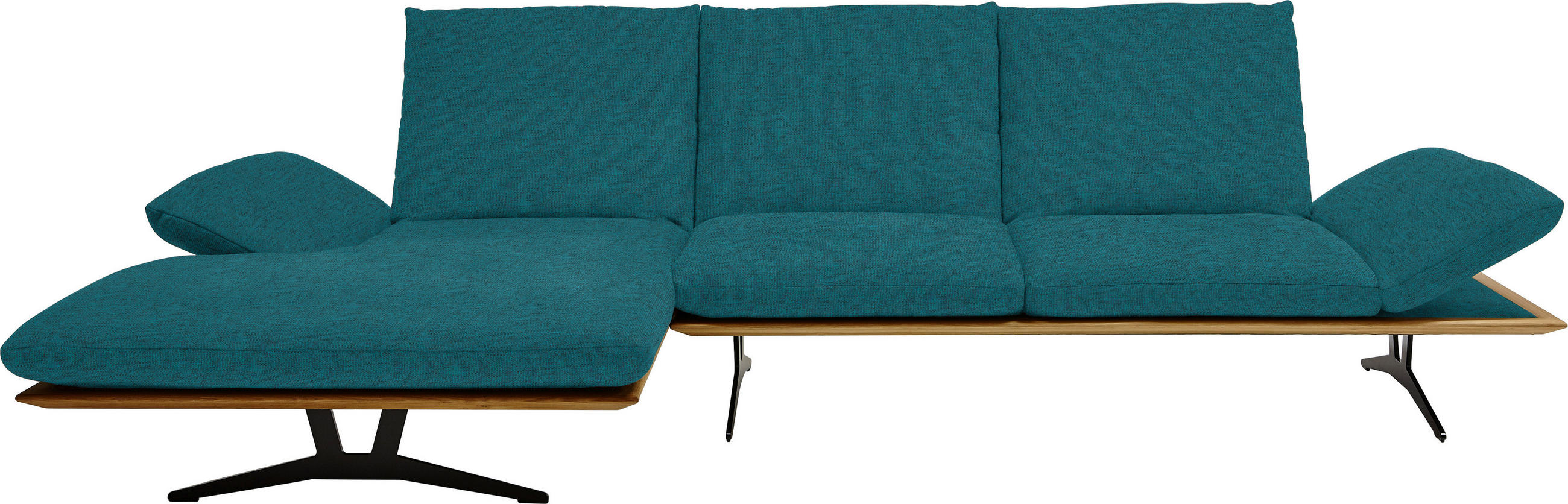 ECKSOFA in Flachgewebe Petrol  159/314 cm  - Petrol/Schwarz, Design, Holz/Textil (159/314cm) - Dieter Knoll