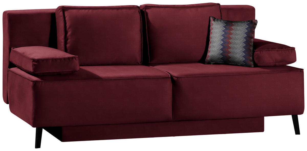 SCHLAFSOFA in Weinrot  - Weinrot/Schwarz, Konventionell, Textil/Metall (197/91/88cm) - Novel