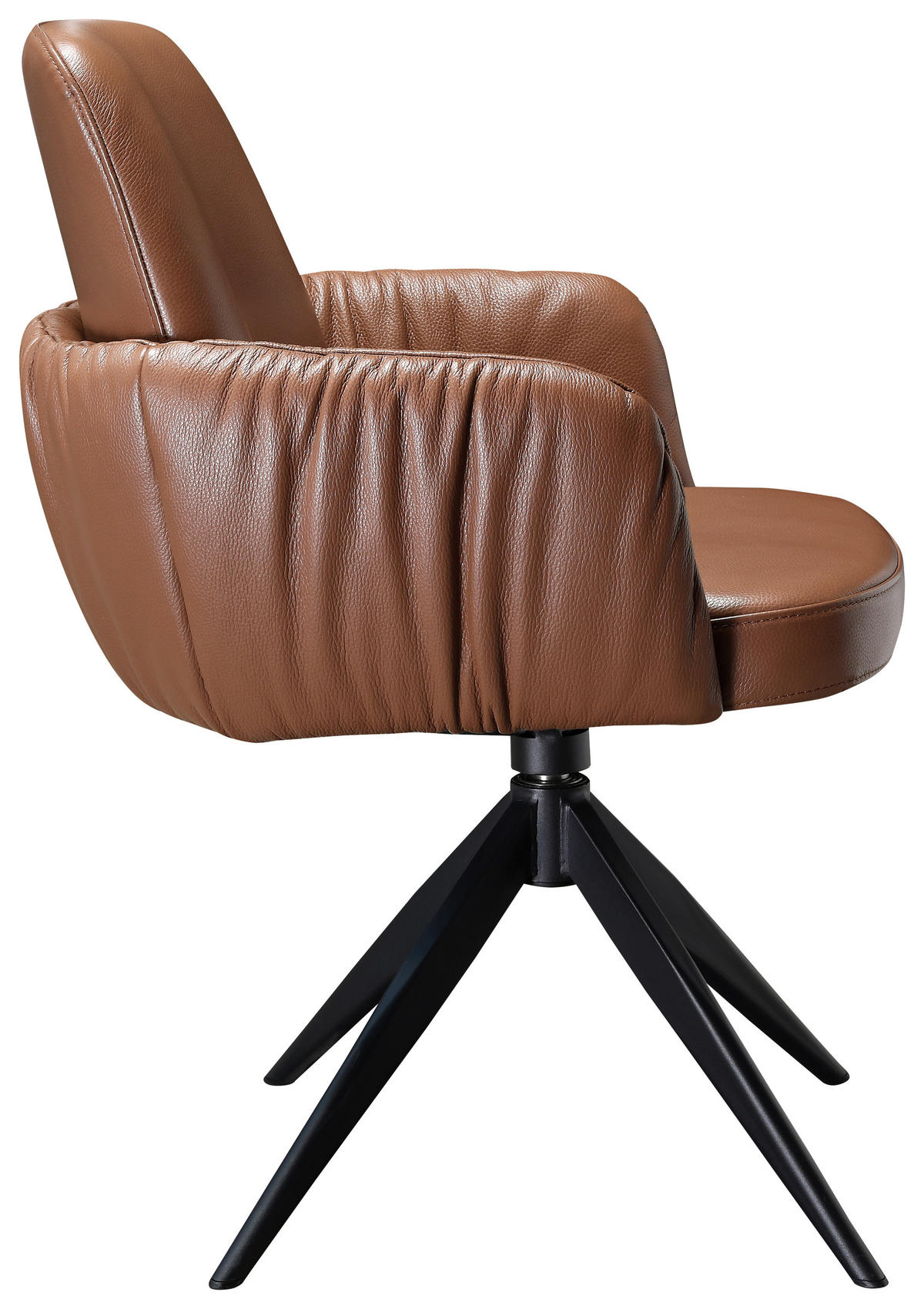 ARMLEHNSTUHL  in Eisen Echtleder pigmentiert  - Cognac/Schwarz, Design, Leder/Metall (59/85/62cm) - Moderano
