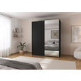 SCHWEBETÜRENSCHRANK 201/223/68 cm 2-türig Schwarz  - Schwarz, KONVENTIONELL, Glas/Holzwerkstoff (201/223/68cm) - Novel