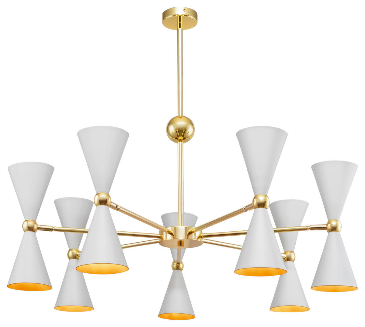 KRONLEUCHTER 91/32/91 cm   - Goldfarben/Weiß, Basics, Metall (91/32/91cm) - MAYTONI