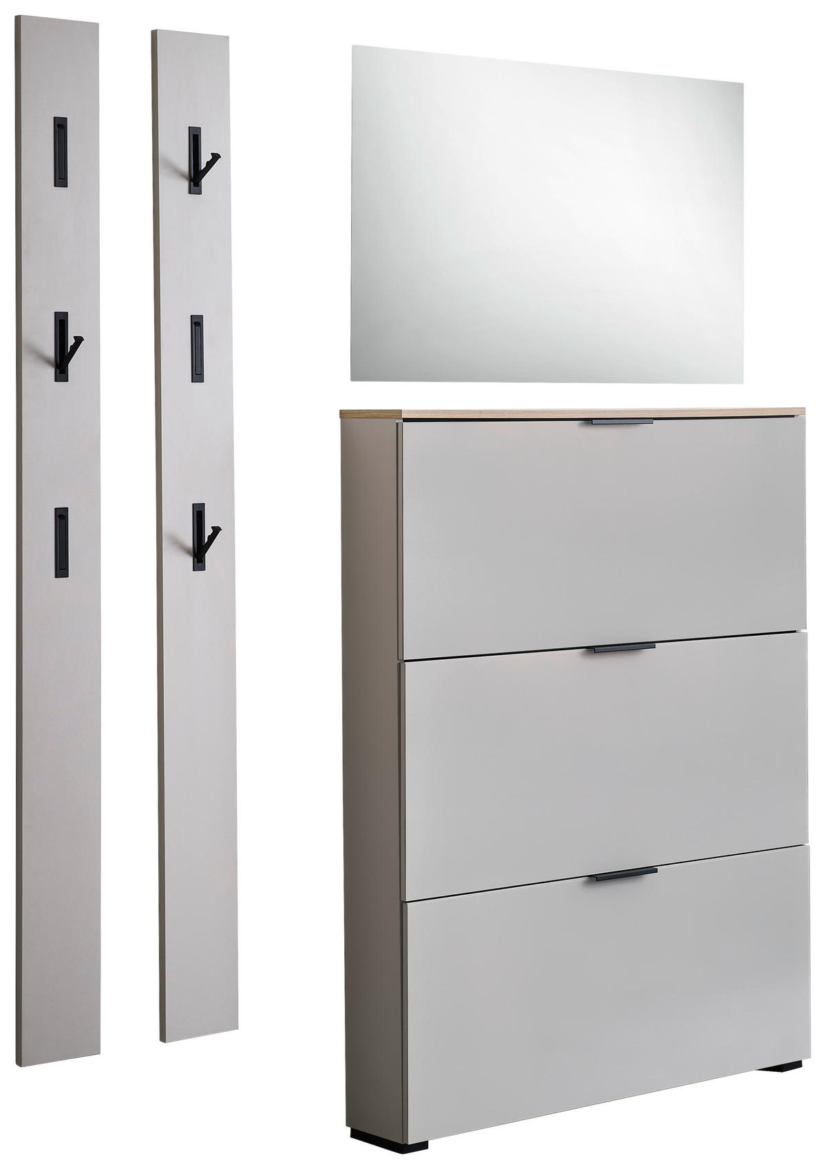GARDEROBE 4-teilig  in 190/200/19 cm  - Kaschmir/Eichefarben, Design, Glas/Holzwerkstoff (190/200/19cm) - Voleo