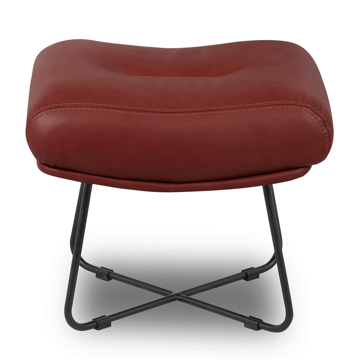 SESSELSET Echtleder Kirschrot  - Kirschrot/Schwarz, Design, Leder/Metall (67/87/74cm) - Livetastic