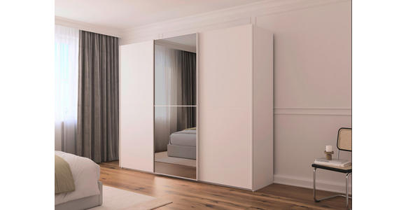 SCHWEBETÜRENSCHRANK 242/223/68 cm 3-türig Weiß  - Weiß, KONVENTIONELL, Glas/Holzwerkstoff (242/223/68cm) - Novel