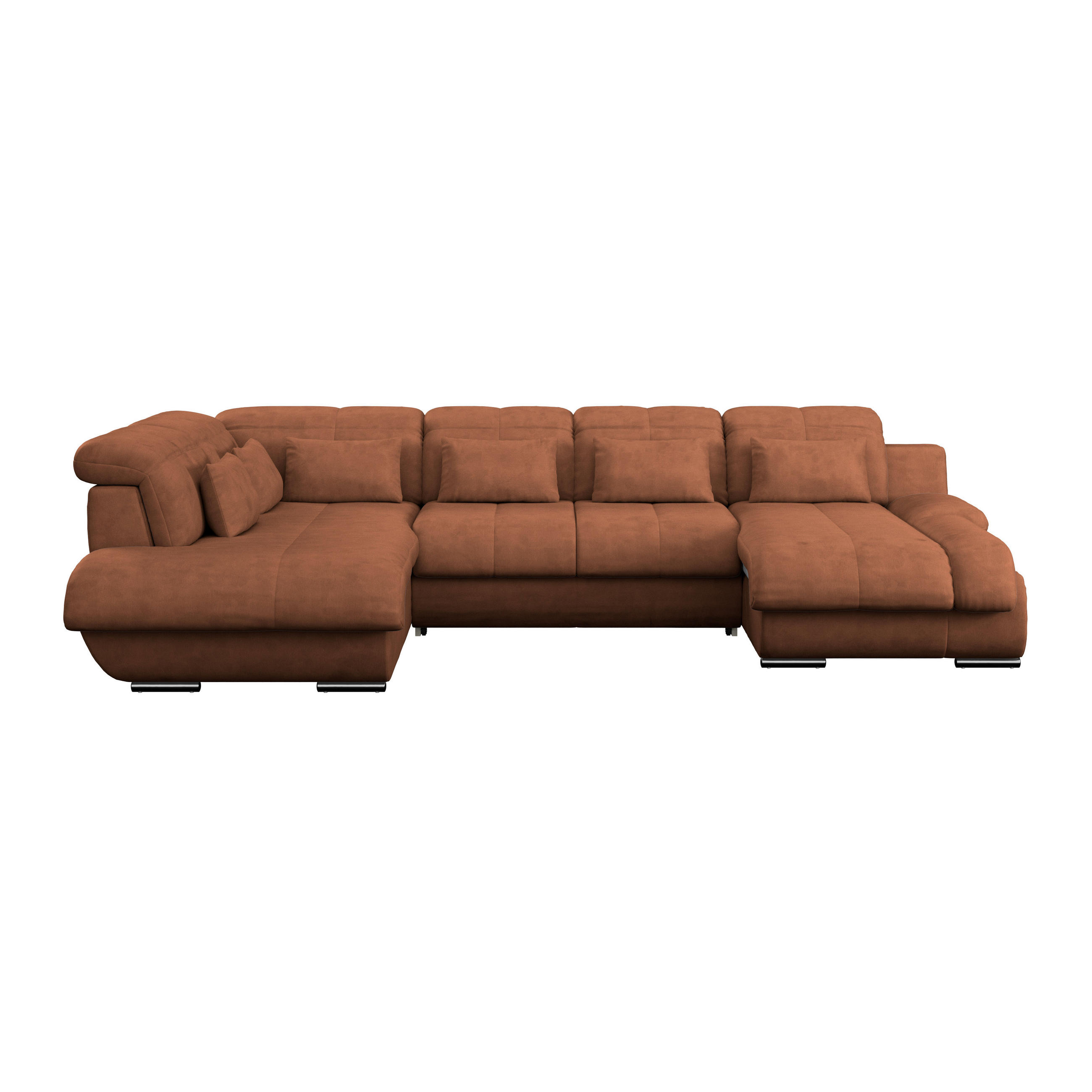 WOHNLANDSCHAFT in Mikrofaser Cognac  - Chromfarben/Cognac, Modern, Textil/Metall (228/345/184cm) - MID.YOU