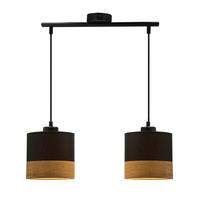 PENDELLEUCHTE Porto 48/15/115 cm   - Eichefarben/Schwarz, Natur, Textil/Metall (48/15/115cm)