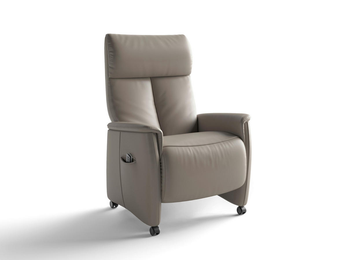RELAXAČNÉ KRESLO, koža, sivá - čierna/sivá, Basics, koža/plast (76/110/84cm) - Sit & More