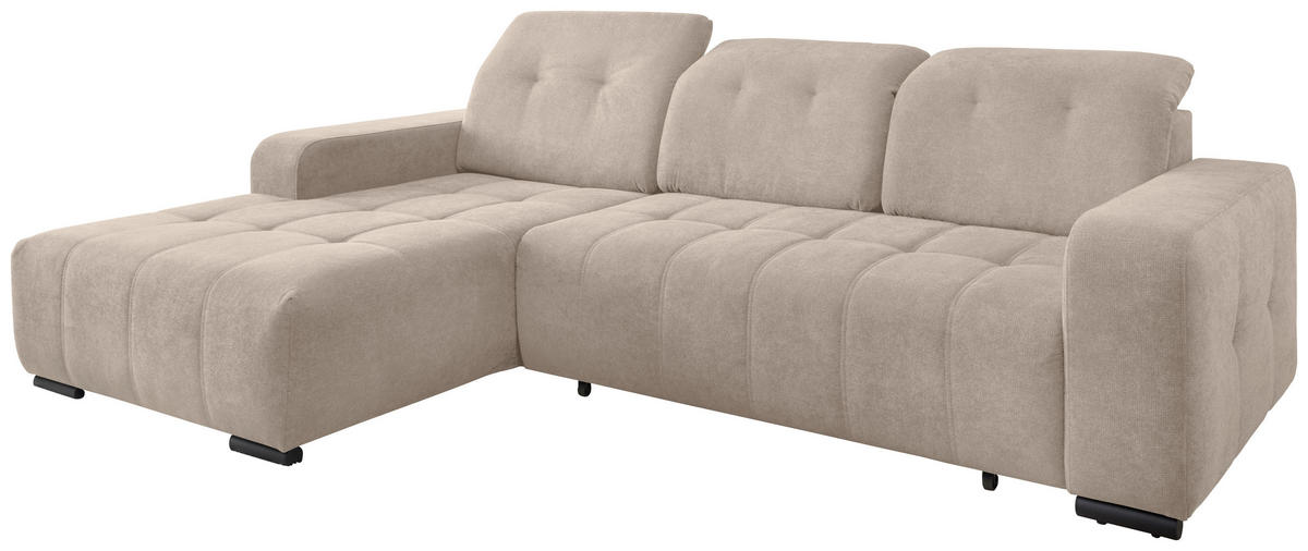 ECKSOFA Mikrofaser Beige  - Beige/Schwarz, Modern, Textil/Metall (185/292cm) - Livetastic