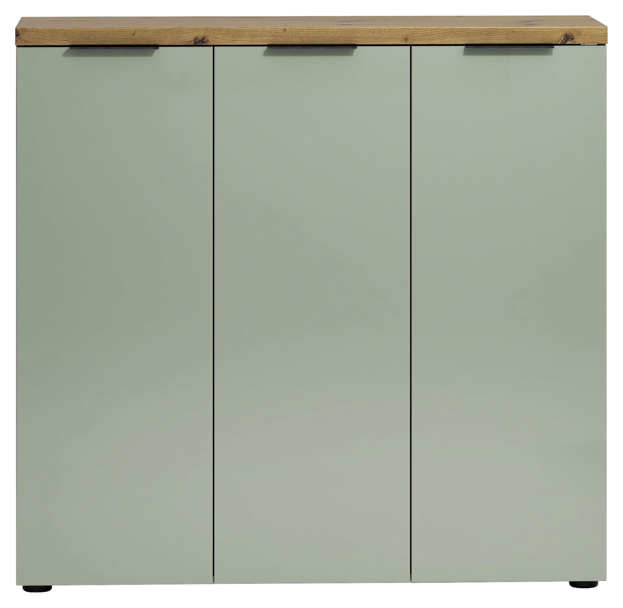 SCHUHSCHRANK Grün, Eichefarben  - Eichefarben/Schwarz, Design, Holzwerkstoff/Kunststoff (120/115/34cm) - Xora