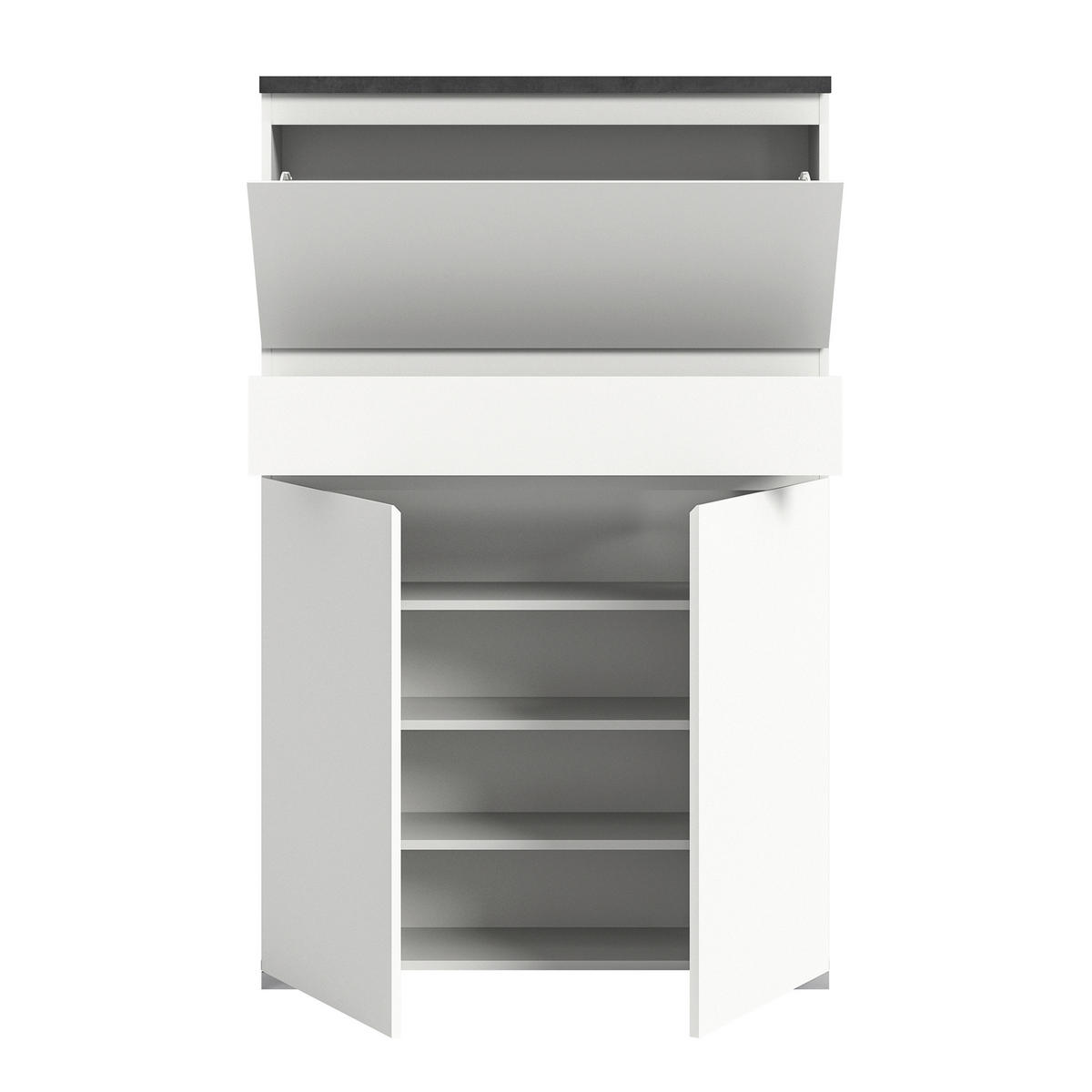 SCHUHSCHRANK Grau, Weiß  - Silberfarben/Weiß, MODERN, Holzwerkstoff (95/152/27cm)