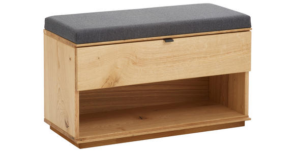 GARDEROBENBANK Wildeiche furniert Anthrazit, Eichefarben  - Eichefarben/Anthrazit, Natur, Holz/Textil (85/50/38cm) - Linea Natura