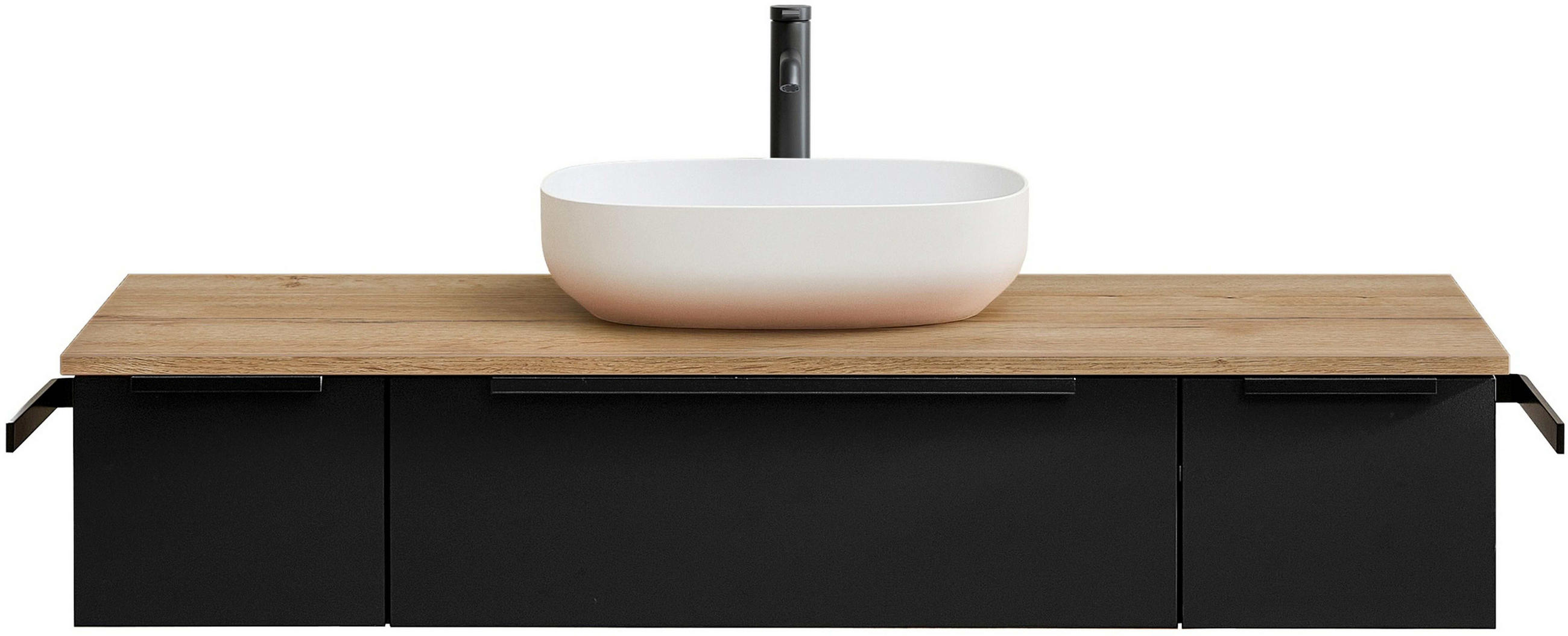 WASCHTISCHKOMBI 137 cm  - Eichefarben/Schwarz, LIFESTYLE, Holzwerkstoff/Stein (137cm) - Sadena