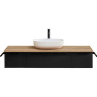 WASCHTISCHKOMBI 137 cm  - Eichefarben/Schwarz, LIFESTYLE, Holzwerkstoff/Stein (137cm) - Sadena
