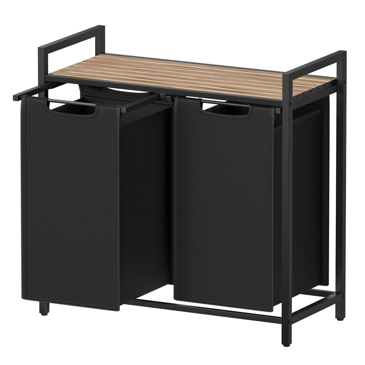 WÄSCHEKORB - Eichefarben/Schwarz, Trend, Holzwerkstoff/Textil (73/72/33cm) - Boxxx