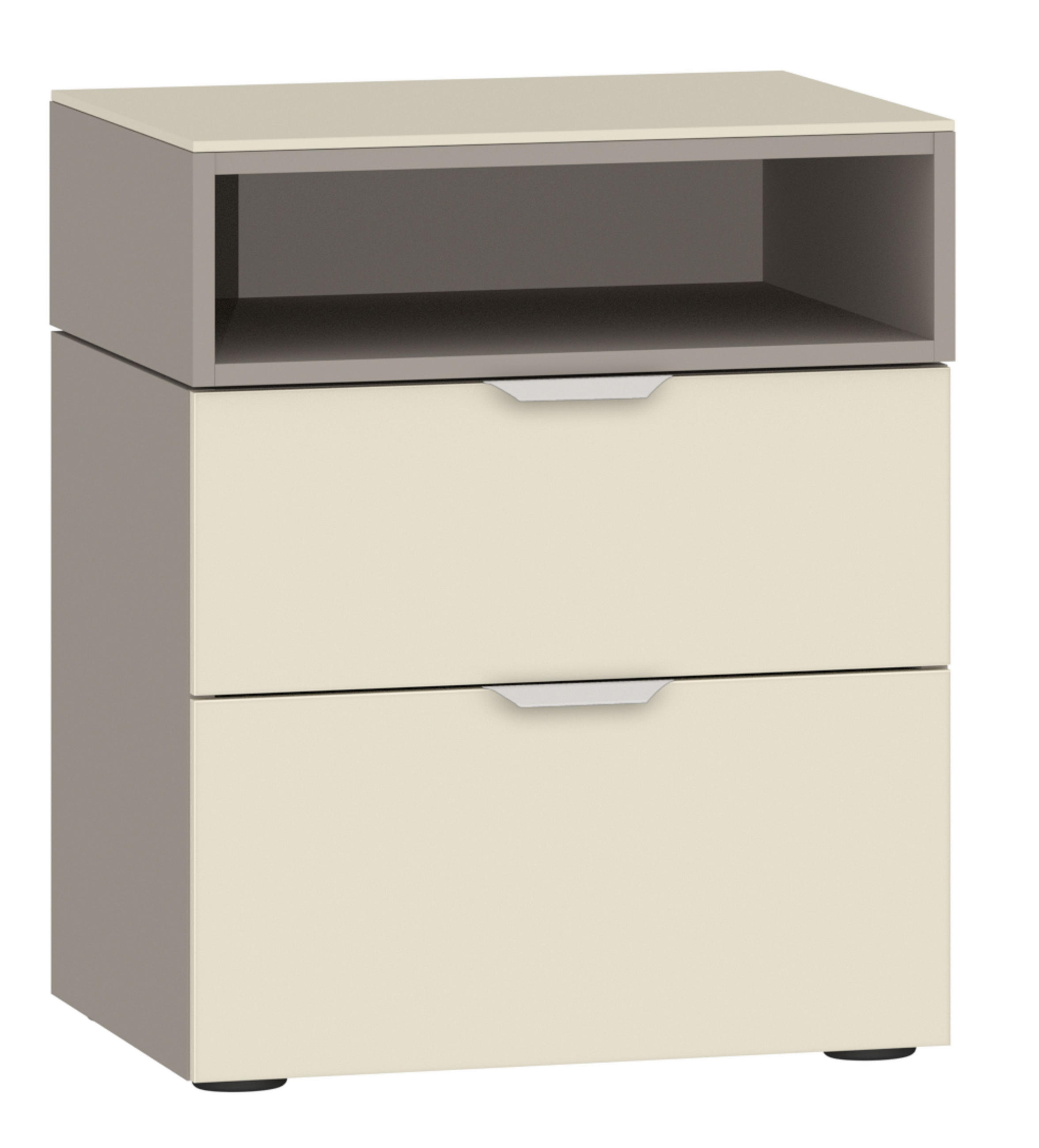 NACHTSCHRANK 45/55/43 cm  - Hellbraun/Edelstahlfarben, Design, Glas/Holzwerkstoff (45/55/43cm) - Jutzler