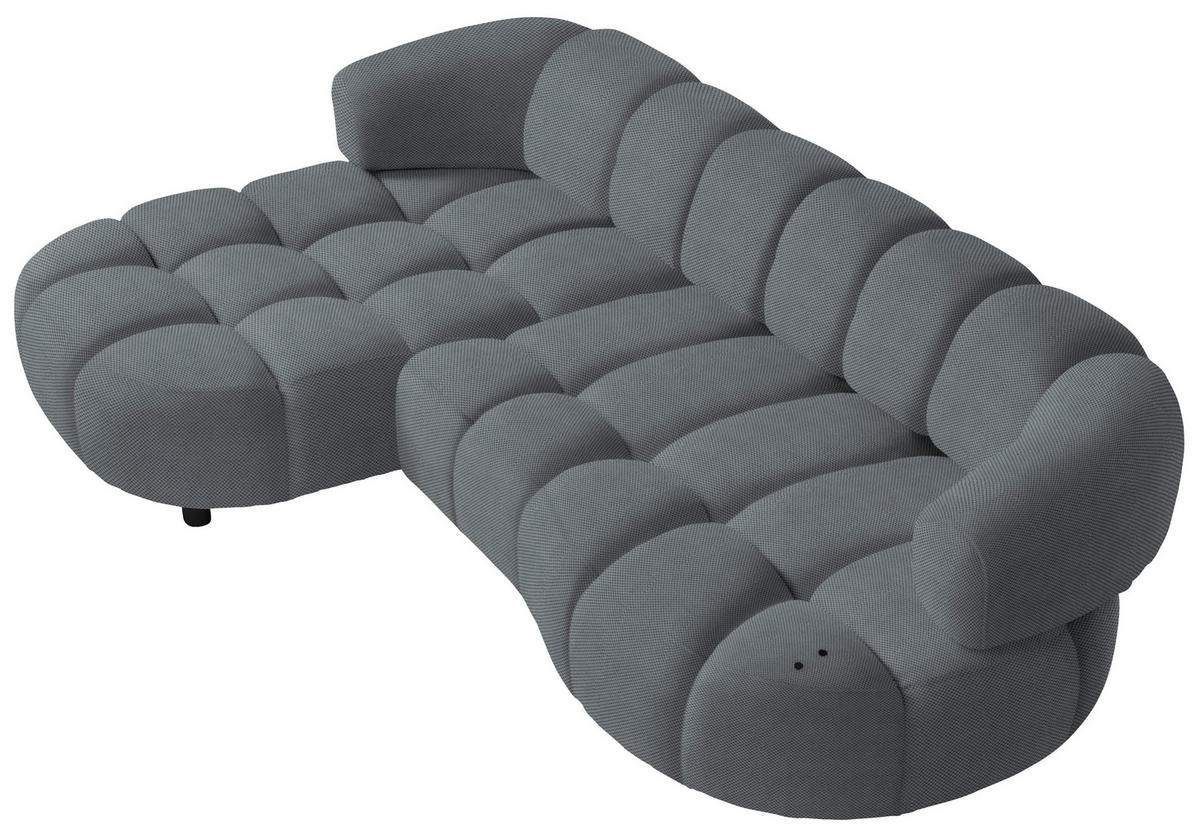 ECKSOFA Grau Webstoff  - Schwarz/Grau, Design, Holz/Textil (183/284cm) - Welnova