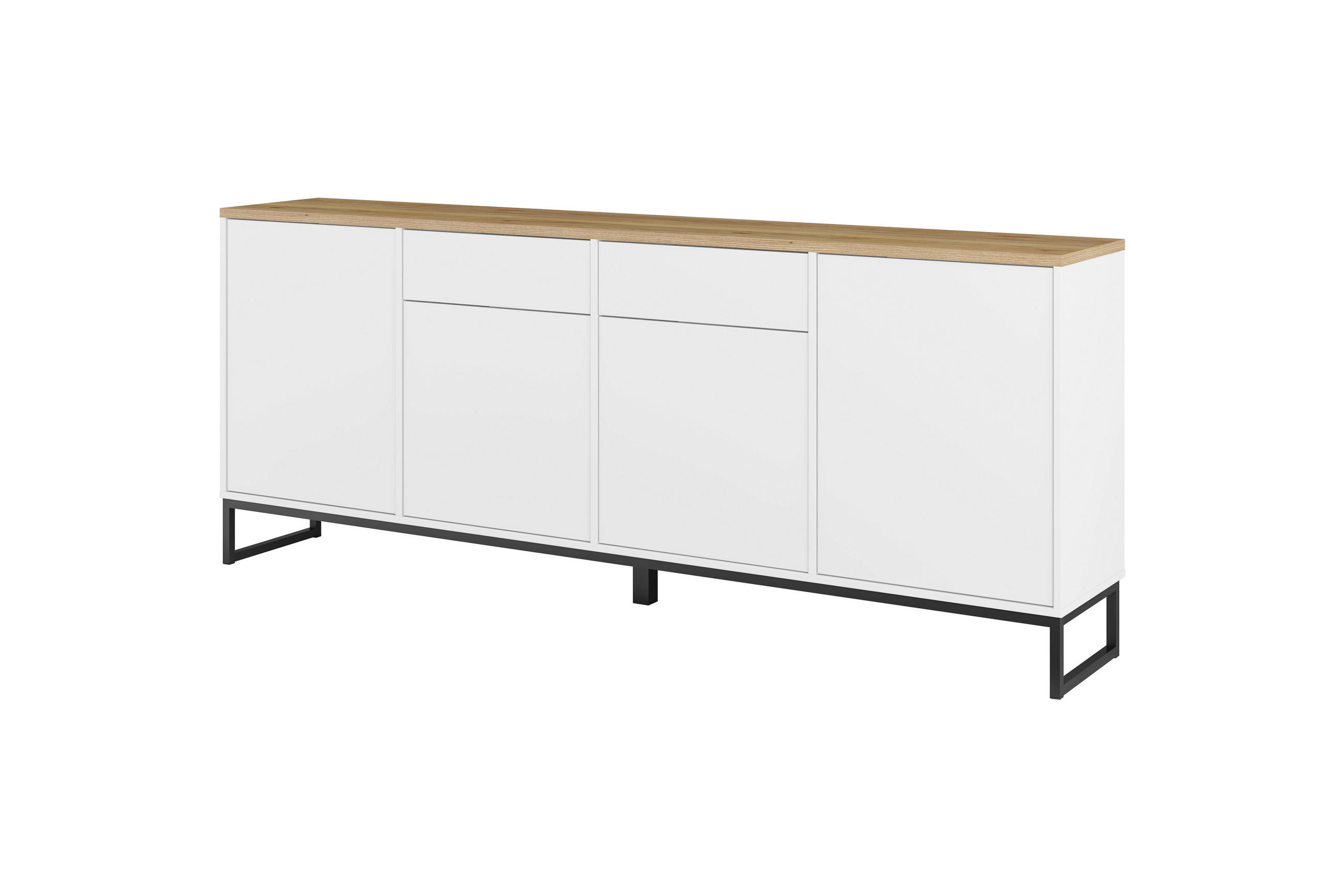 SIDEBOARD Alto 208,5/84,1/36,5 cm 2 Schublade(n)  - Eichefarben/Schwarz, Design, Holzwerkstoff/Metall (208,5/84,1/36,5cm) - MID.YOU