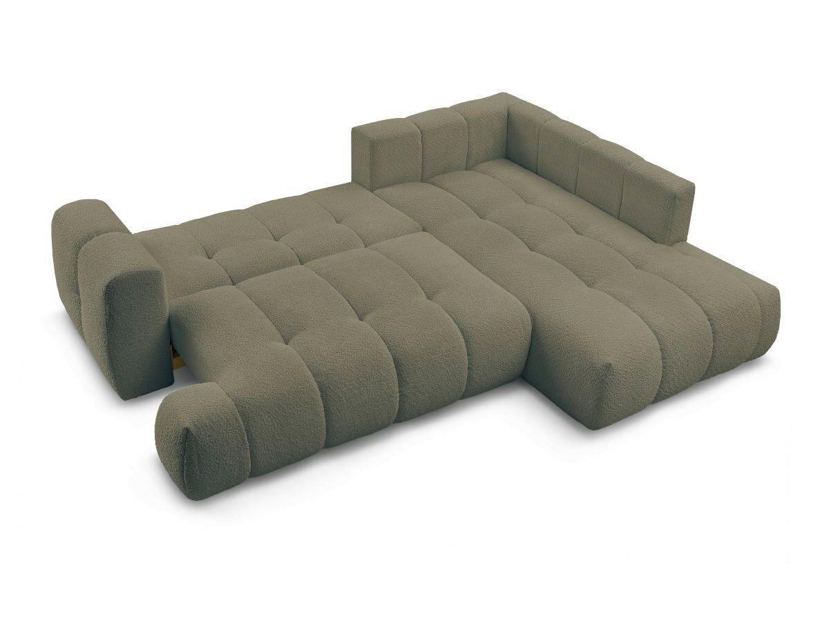 ECKSCHLAFSOFA EVEREST Bouclé Grün  inkl. Rückenkissen, Schlaffunktion  - Schwarz/Grün, MODERN, Kunststoff/Textil (282/204cm)