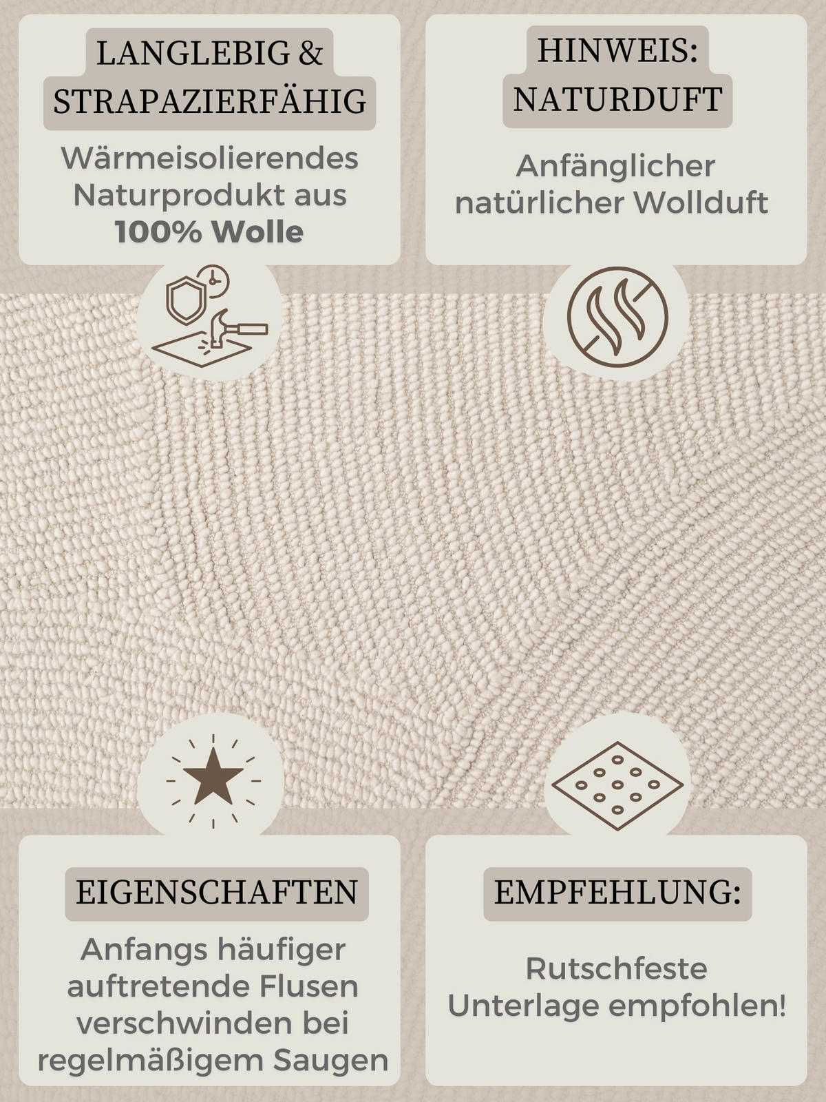 WOLLTEPPICH 80/150 cm Eleni Creme  - Creme, Basics, Textil (80/150cm)