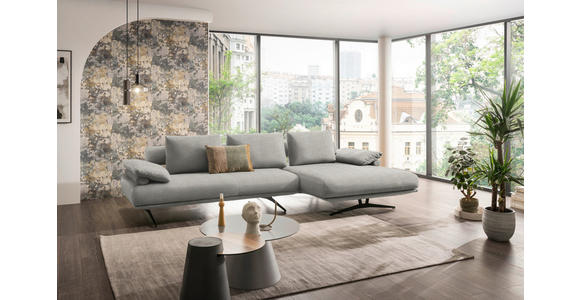 ECKSOFA in Chenille Ecru 334/168 cm - Ecru/Schwarz, Design, Textil/Metall (334/168cm) - Dieter Knoll