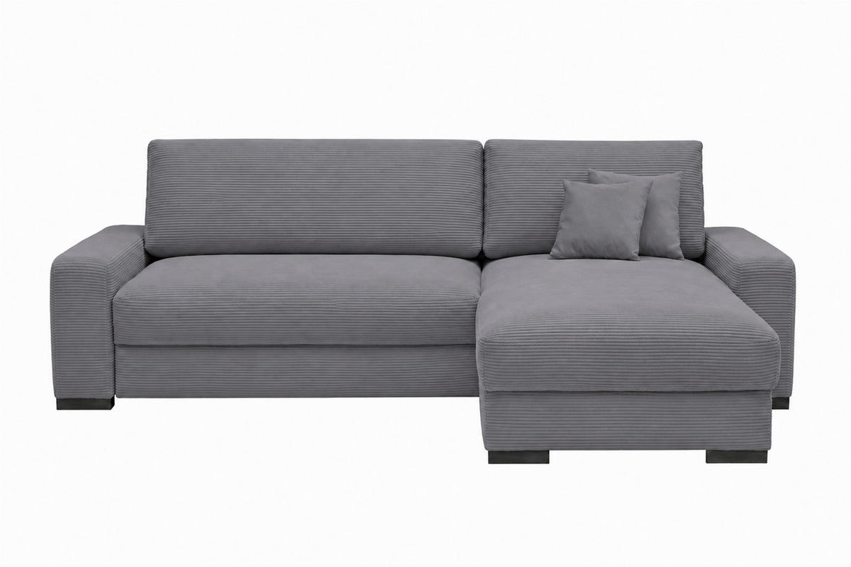 ECKSOFA  Cord Grau  - Schwarz/Grau, Basics, Holz/Holzwerkstoff (264/184cm) - MID.YOU