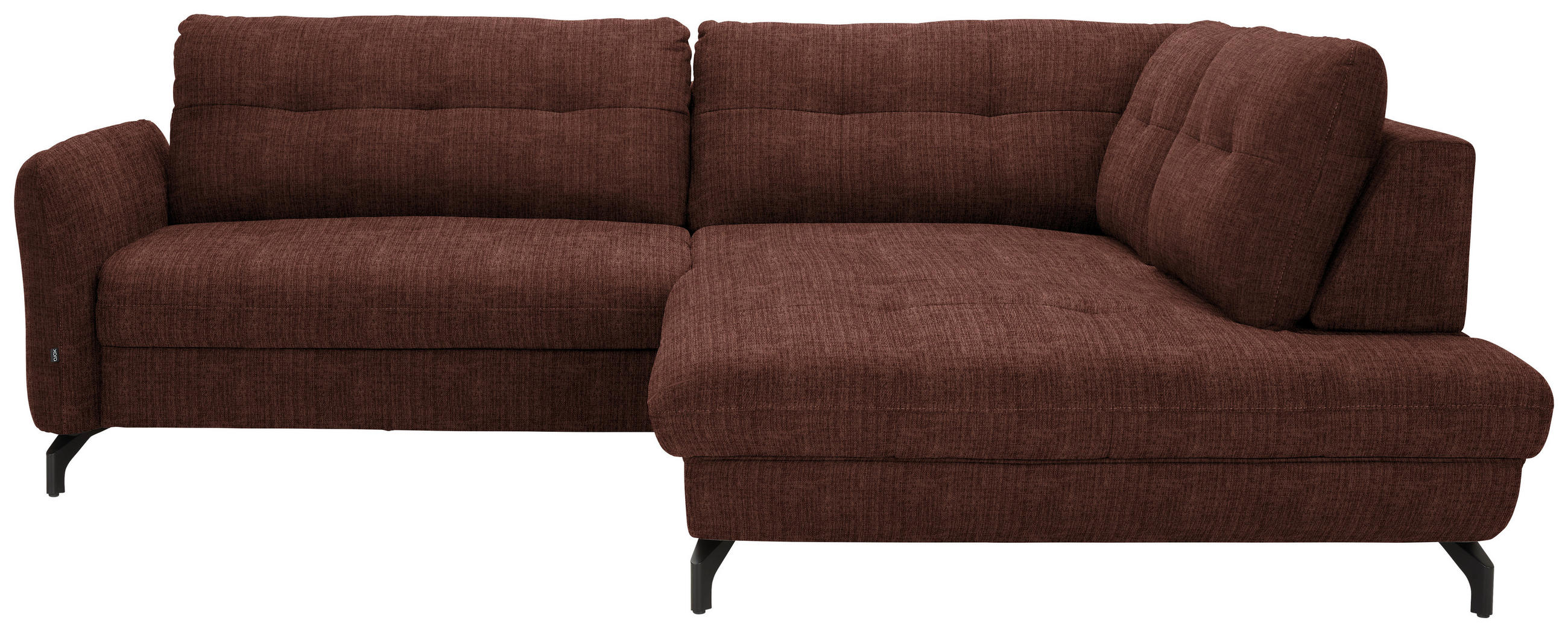 ECKSOFA in Flachgewebe, Leinenoptik Rotbraun  247/208 cm  - Rotbraun/Schwarz, MODERN, Textil/Metall (247/208cm) - Xora